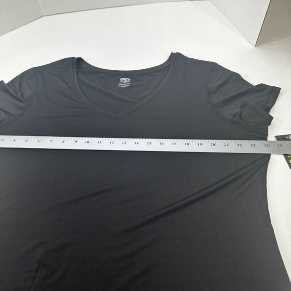 Athletic Works Women's Size XXXL 22 Tee Shirt Stretch V-Neck Short Sleeve Black - Picture 10 of 13